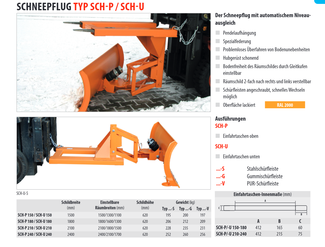 Schneepflug typ sch Übersicht